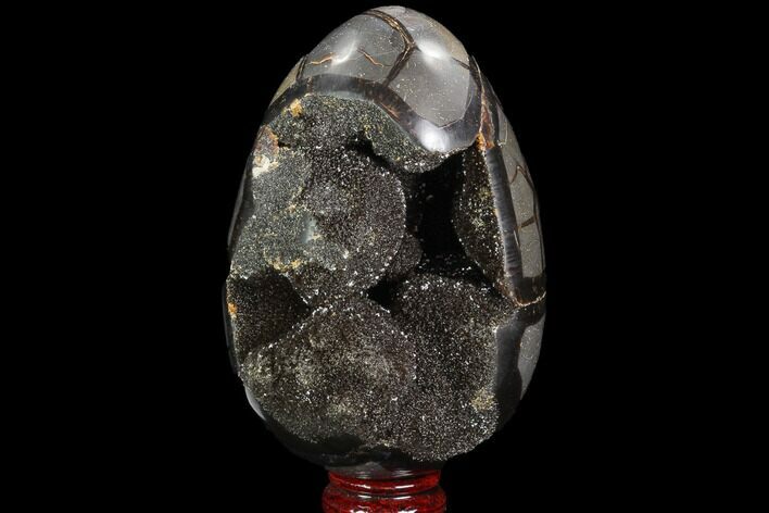 Septarian Dragon Egg Geode - Black Crystals #98876